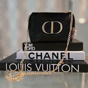 DIOR Crossbody Black Purse Evening Bag Clutch Cosmetic Beauty Pouch New